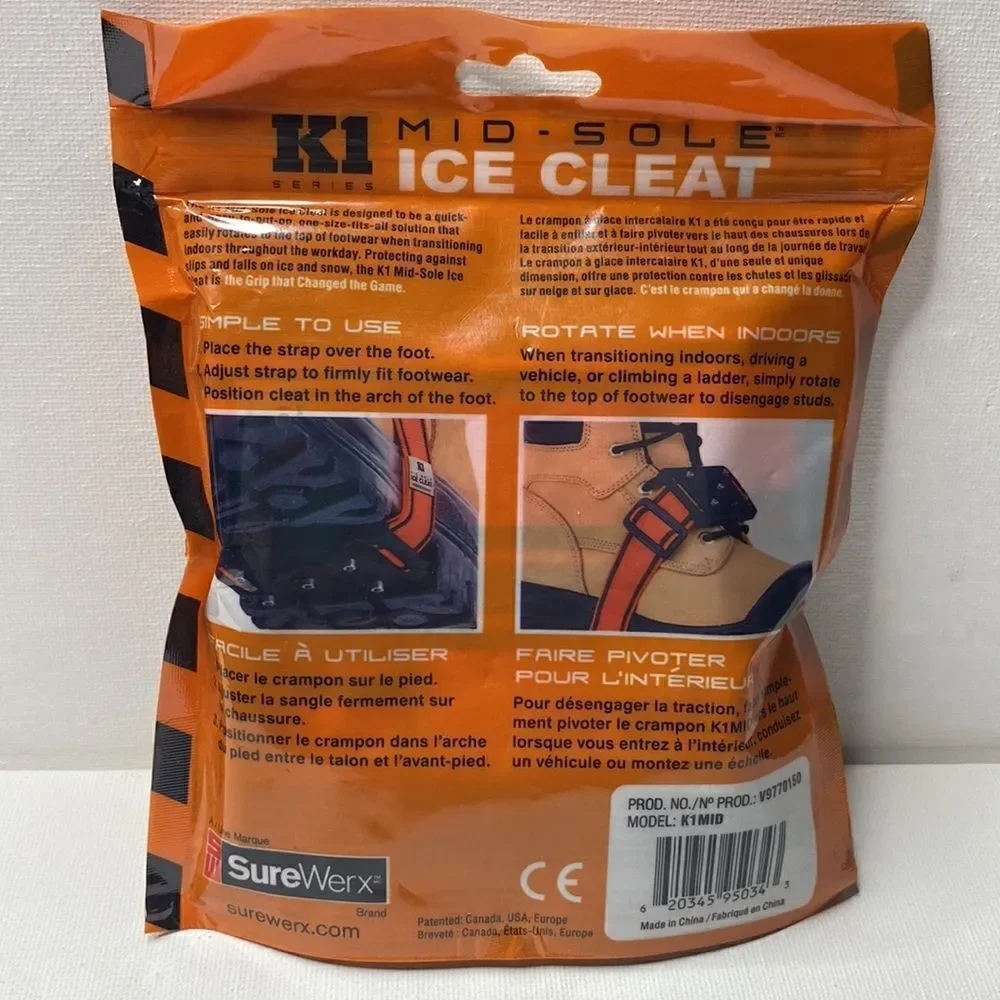 K1 Mid-Sole Ice Cleats Easily Rotate Traction Cleats Indoor/Outdoor Transition